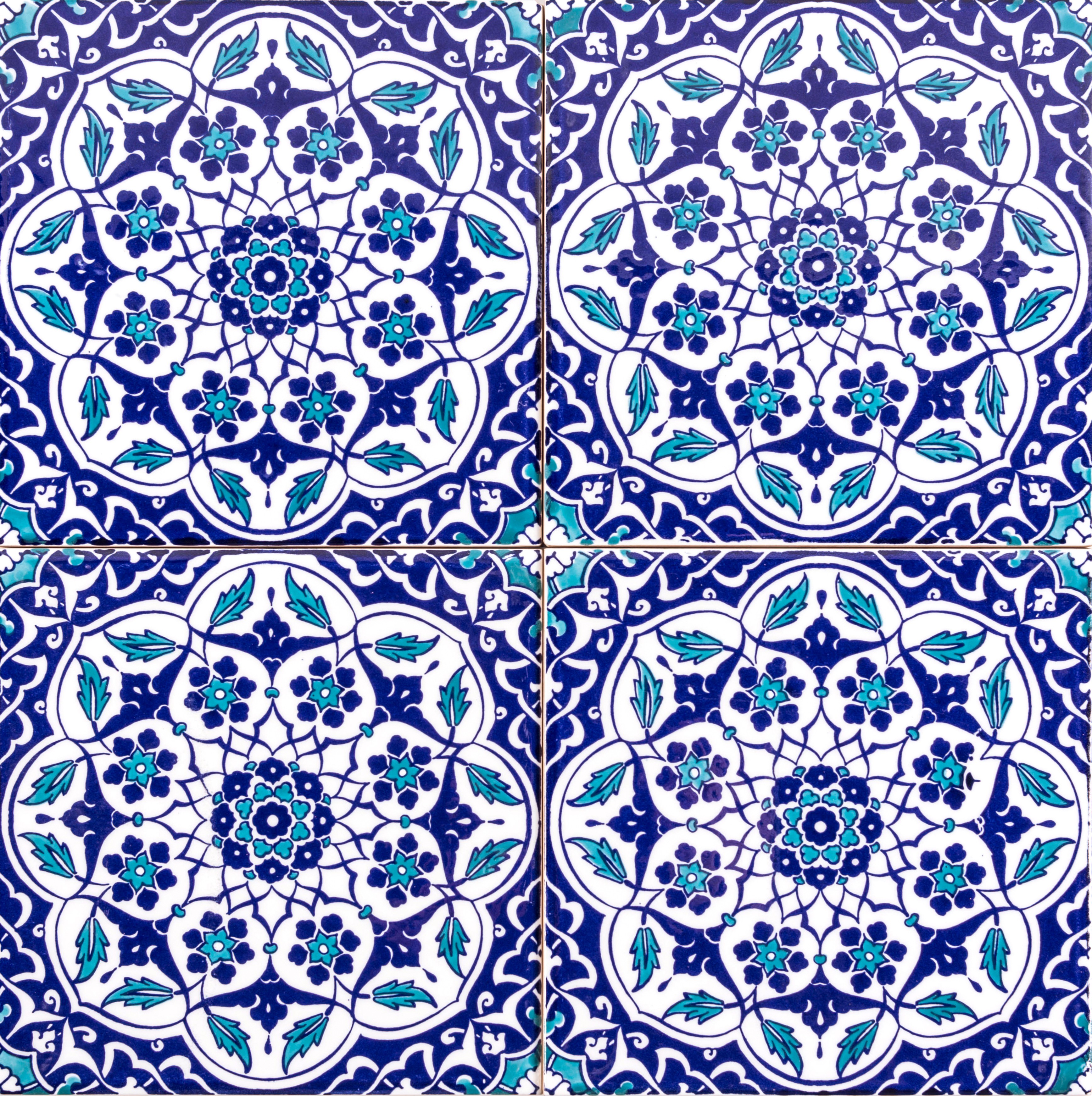 西尾八面焼徳利 T143 Iznik Ceramic Tiles with Pattern 8x8 Ideal for Kitchen